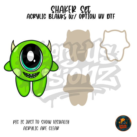 One Eye Green Monster shaker set acrylic blanks