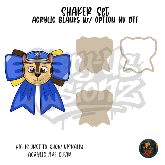 Police Pup Bow shaker set acrylic blanks
