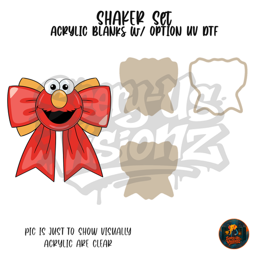 Red Fuzzy Monster Bow shaker set acrylic blanks