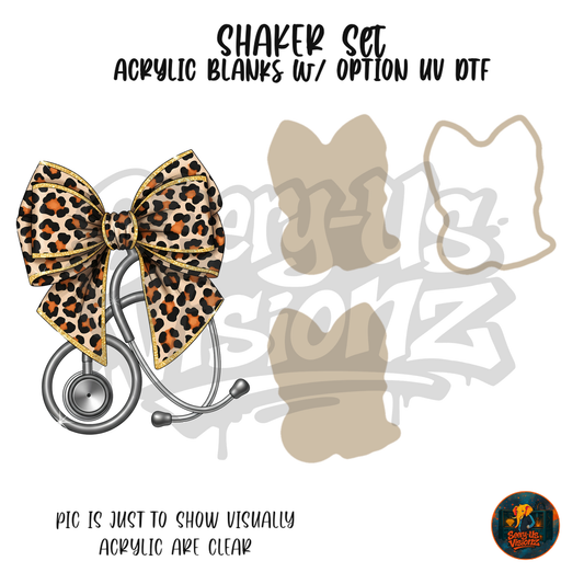 Leopard Stethoscope Bow shaker set acrylic blanks