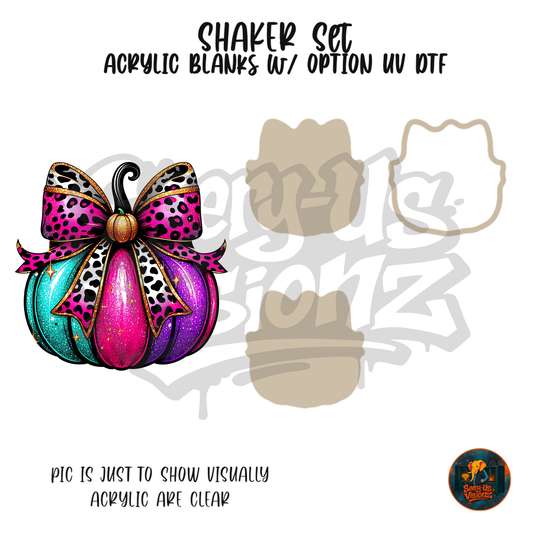 Leopard Bow Pumpkin shaker set acrylic blanks