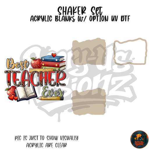 Best Teacher Ever Books shaker set acrylic blanks