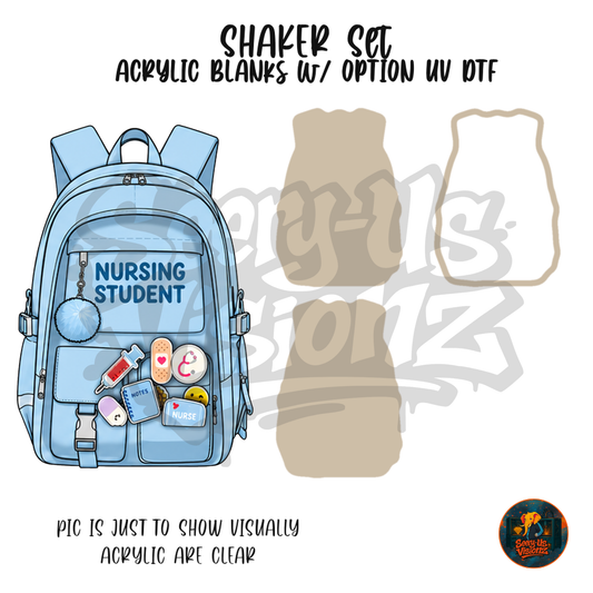 Blue Nursing Backpack Pins shaker set acrylic blanks
