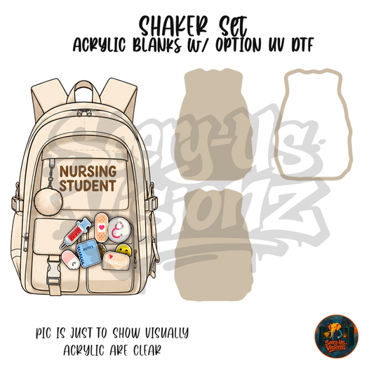 Cream Nursing Backpack Pins shaker set acrylic blanks
