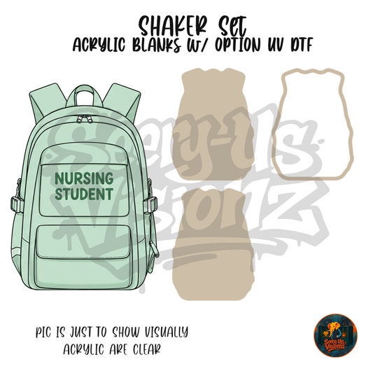 Green Nursing Student Backpack shaker set acrylic blanks