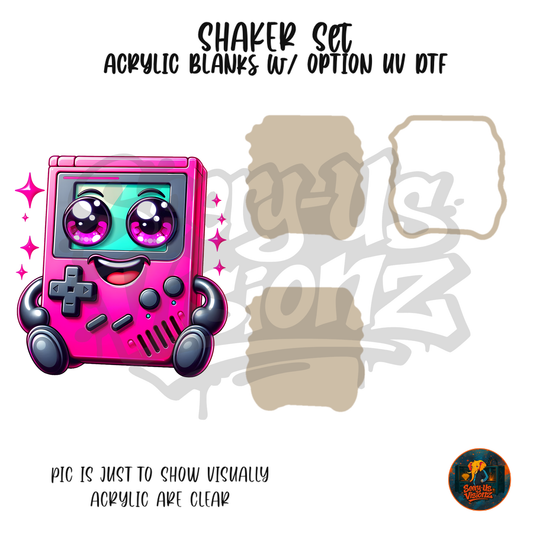 Pink Retro Game Buddy shaker set acrylic blanks