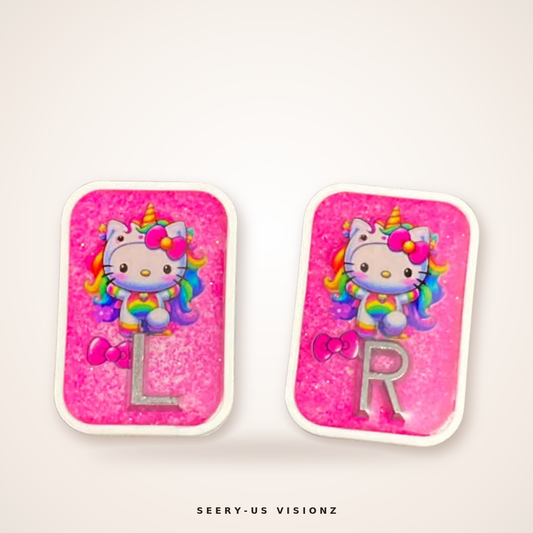 Custom L and R X-ray markers, pink unicorn kitty design