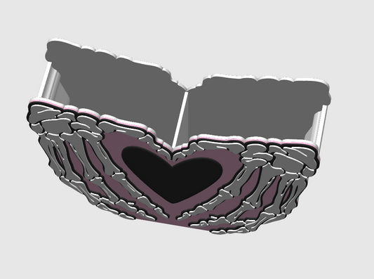 Skeleton Heart Hands Pen Holder