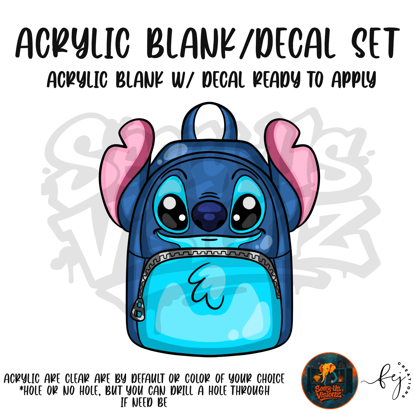 Alien Backpack themed acrylic blank with hole at top, multipurpose crafting shape