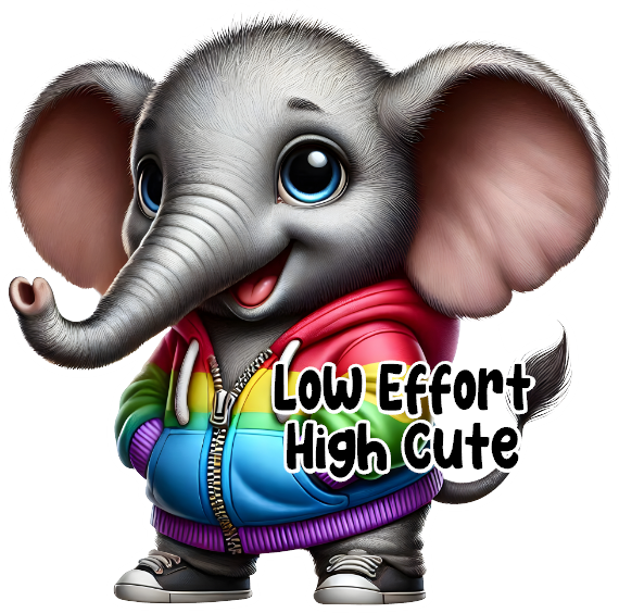 Elephant Low Effort- Custom Cut w/ Digital Download- 5 Pack