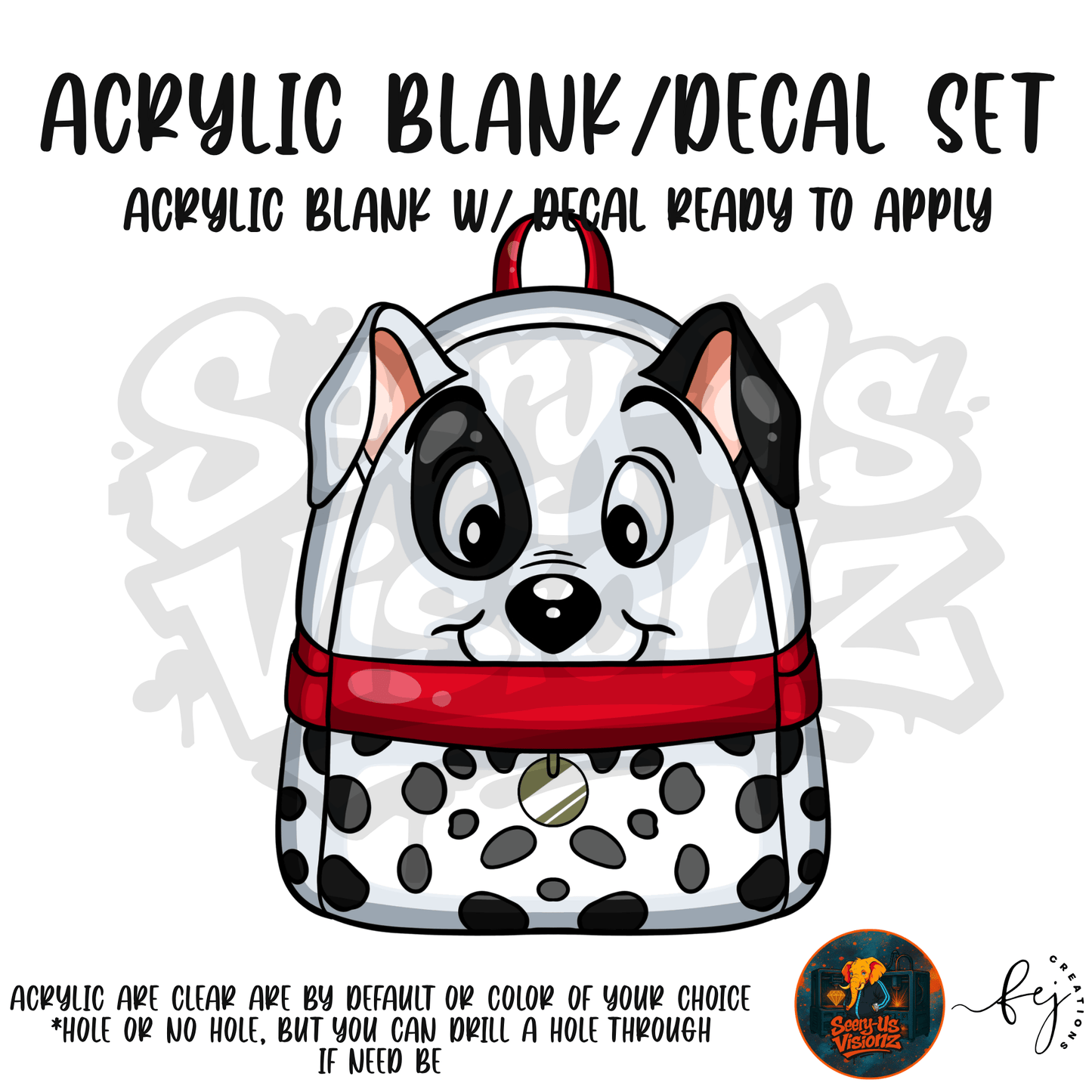 Spotted Puppy Backpack themed acrylic blank with hole at top, multipurpose crafting shape