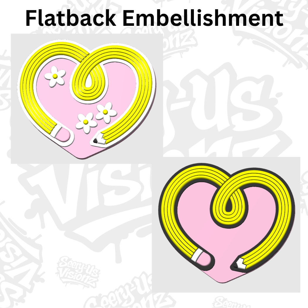 Heart Pencil - Embellishment Flatback Charm