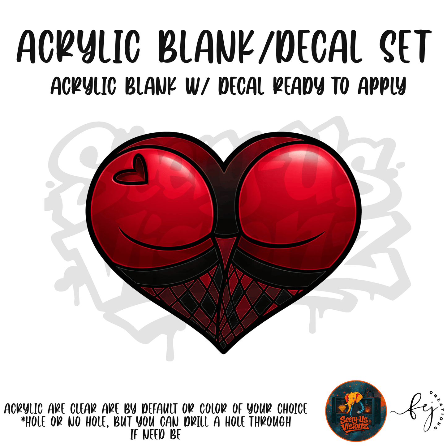 Red Lace Heart Cheeks Acrylic & Decal Kit