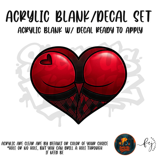Red Lace Heart Cheeks Acrylic & Decal Kit