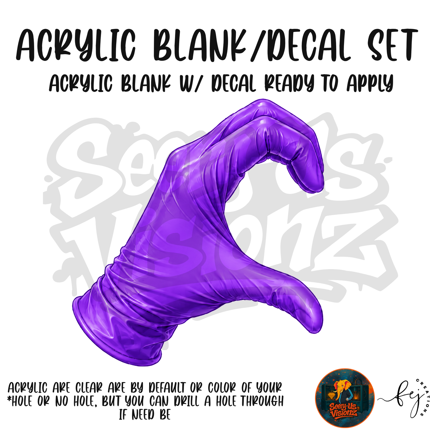 Medical Single Glove Purple Acrylic & Decal Kit