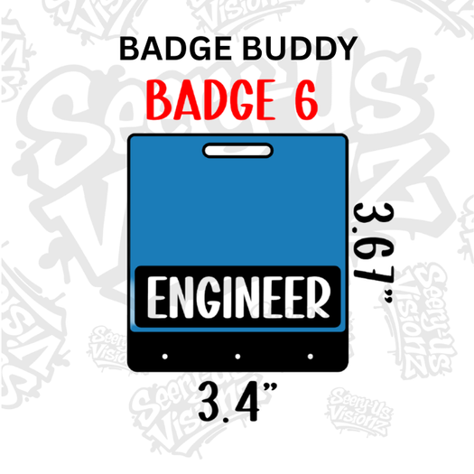 Horizontal Badge Buddy 6 w/ Pin Holes (Acrylic 3.67" x 3.4")