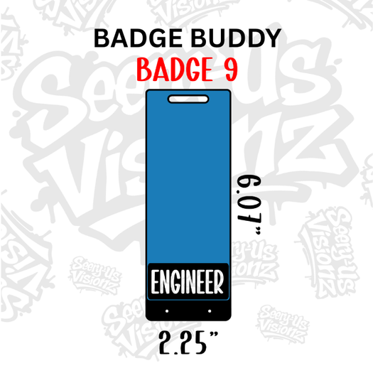 Verical Badge Buddy 9 w/ Pin Holes (Acrylic 6.07" x 2.25")