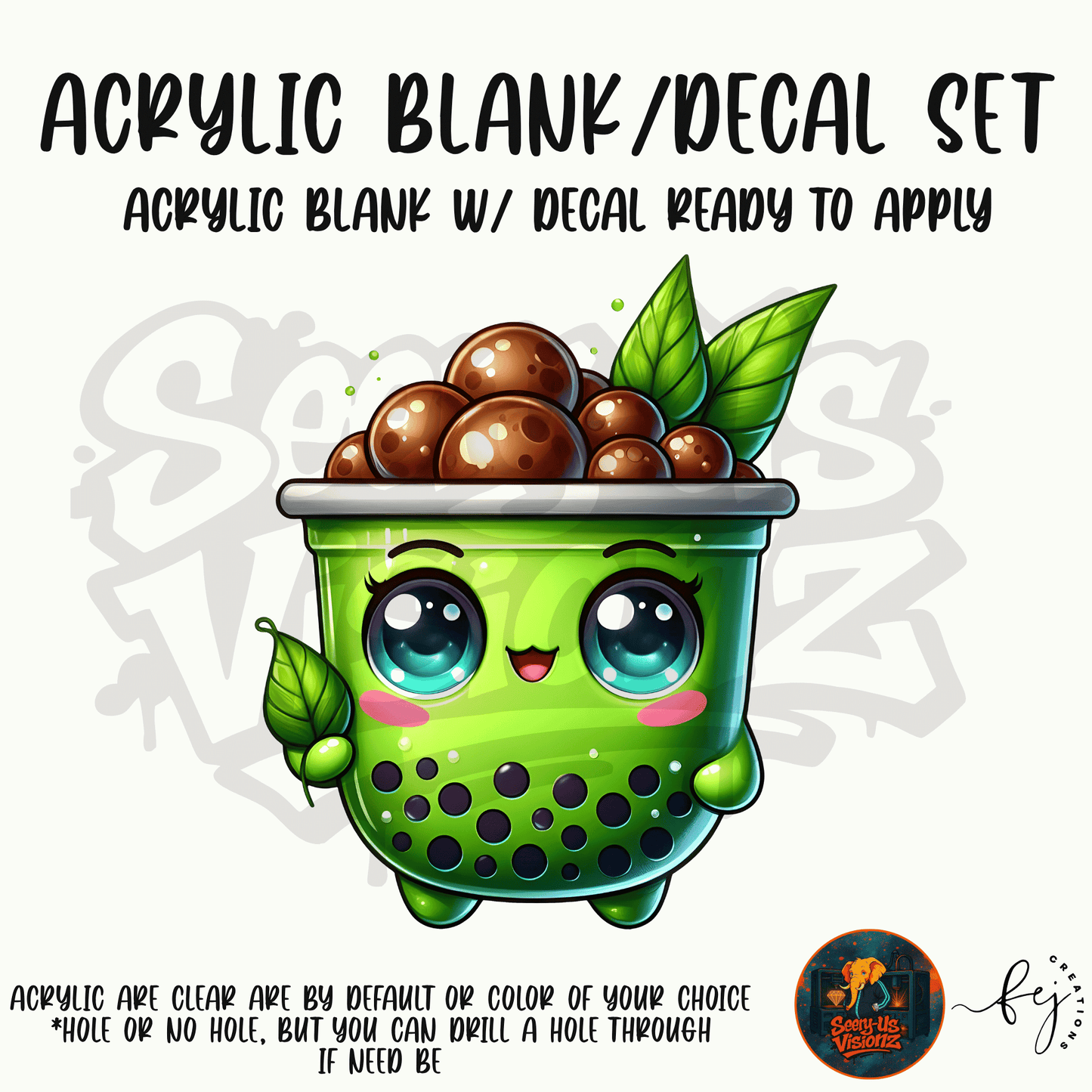 Green Boba Cutie Acrylic & Decal Kit