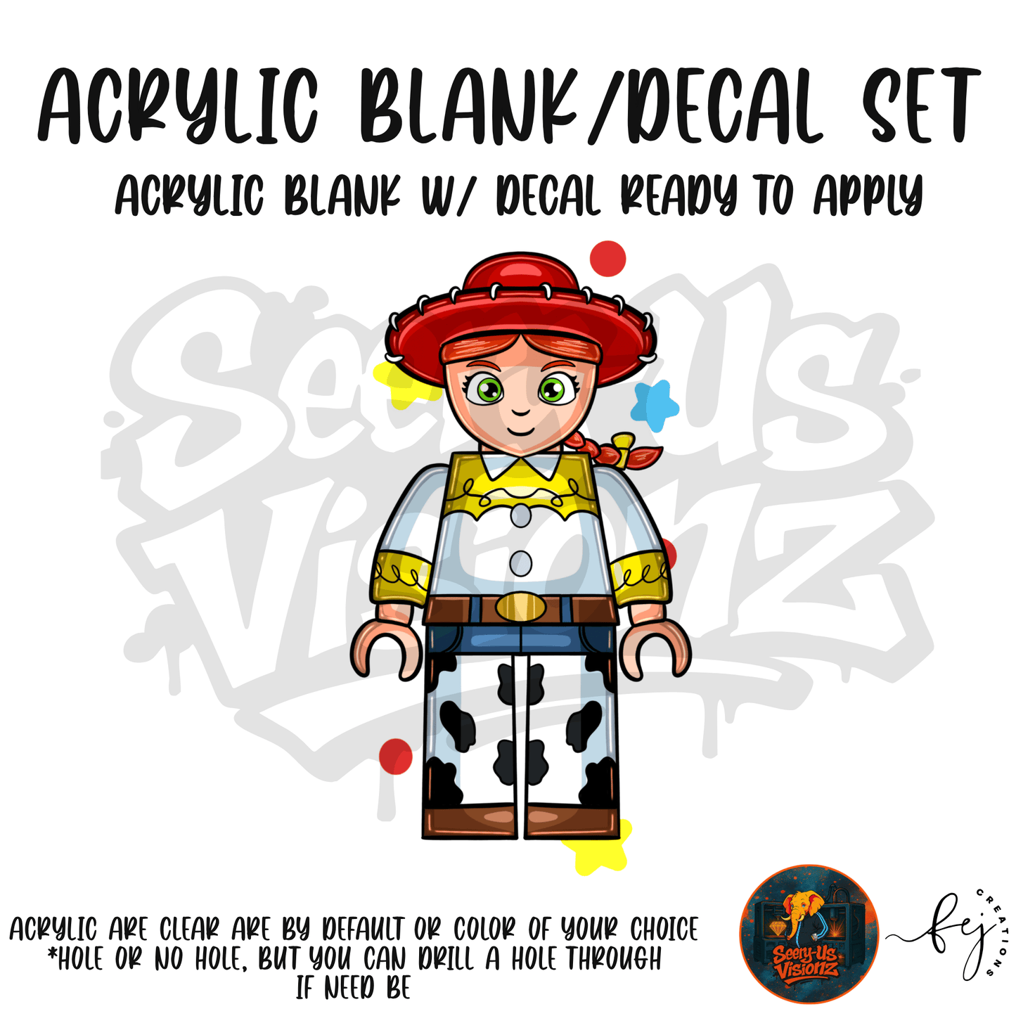 Cowgirl Toy Friend Acrylic & Decal Kit