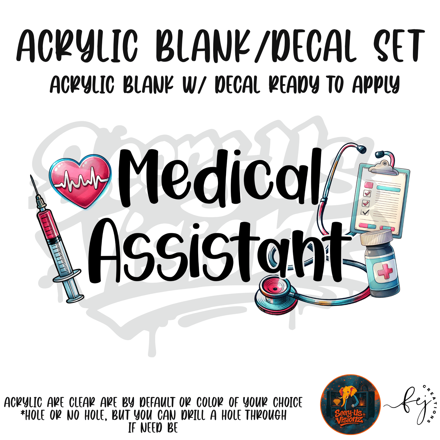 Medical Assistant Clipboard Acrylic & Decal Kit