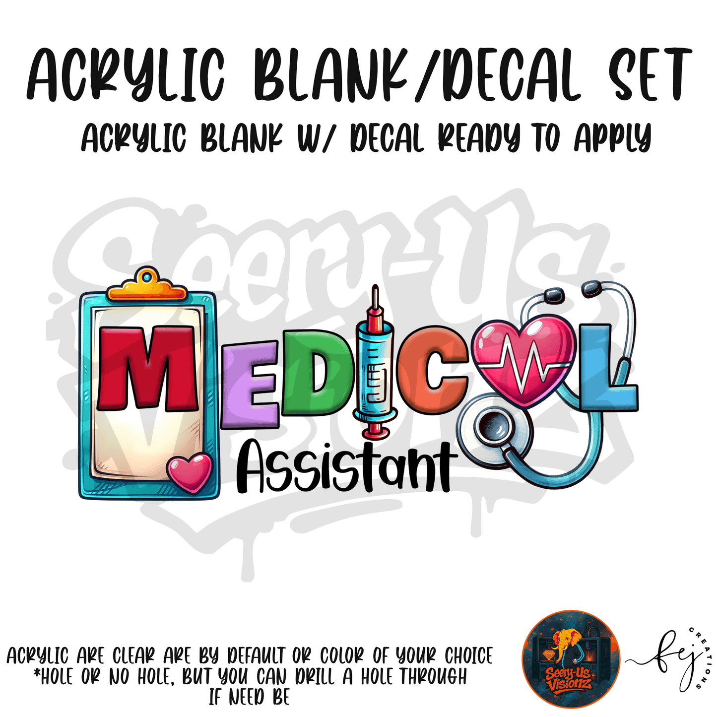 Medical Assistant Clipboard #2 Acrylic & Decal Kit