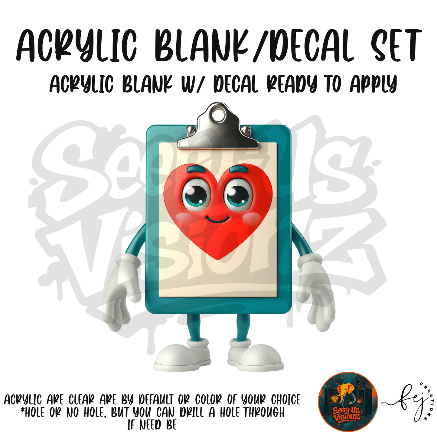 Heart Chart Clipboard Acrylic & Decal Kit