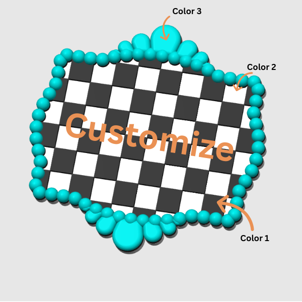 Checkered Turquoise - Embellishment Flatback Charm