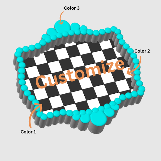 Checkered Turquoise Trinket & Bead Tray 3D Printed