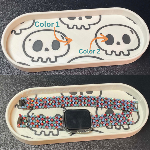 Skull Oblong Trinket & Bead Tray 3D Printed