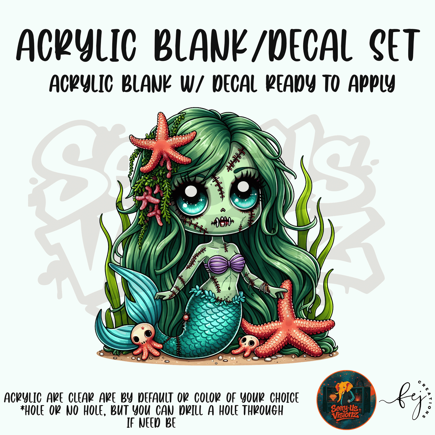 Mermaid Zombie Acrylic & Decal Kit