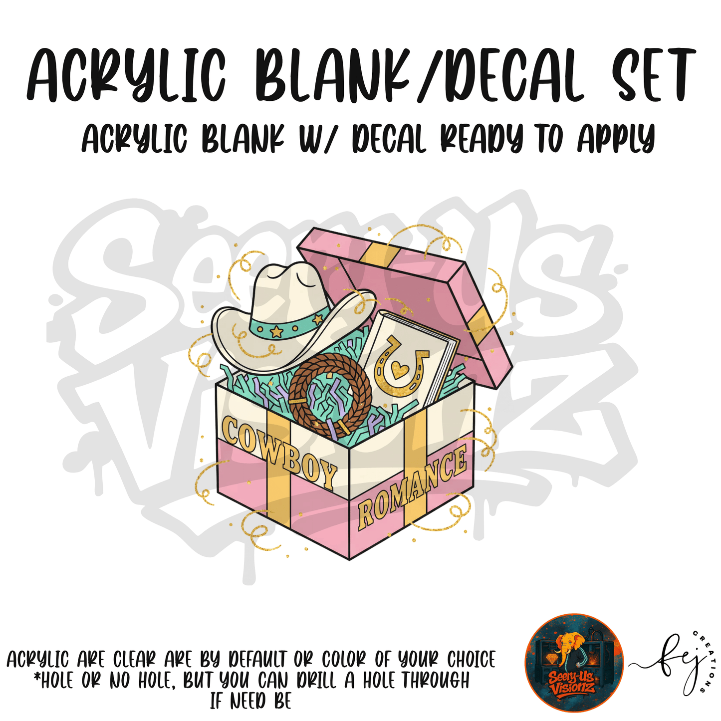 Pastel Cowgirl Box Acrylic & Decal Kit