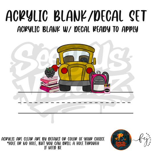School Bus Name Pink Acrylic & Decal Kit