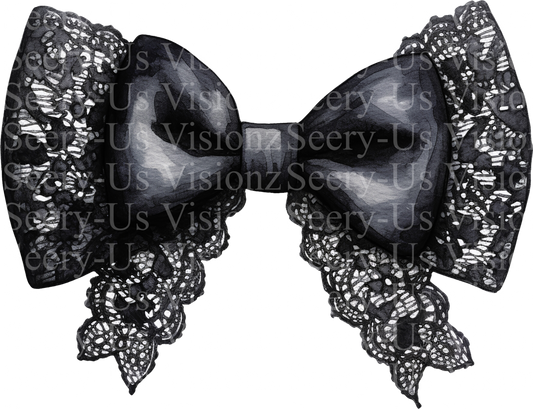 Black Lace Bow #4  w/ ~2" Acrylic Blank