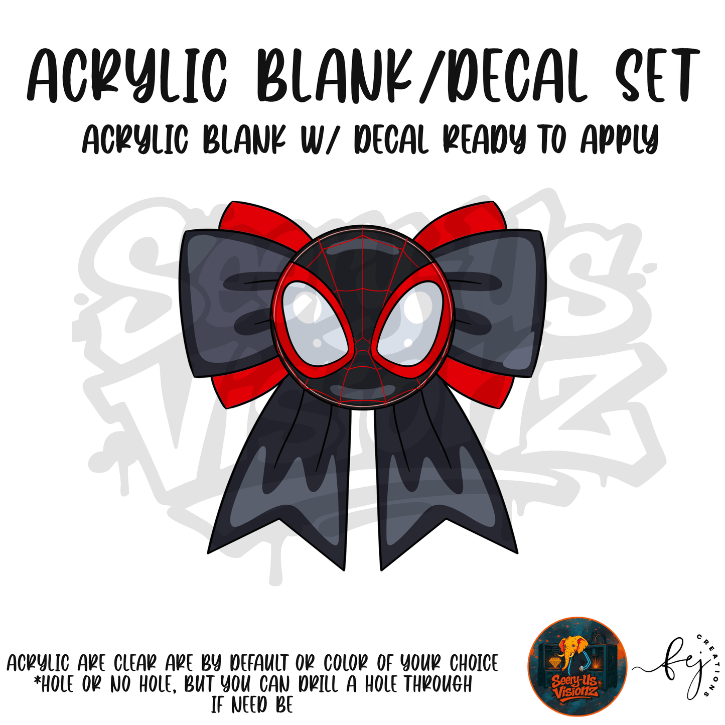 Black Spider Hero Bow Acrylic & Decal Kit