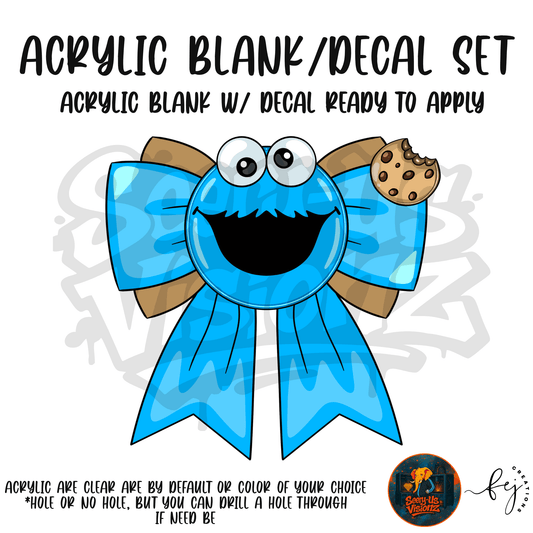 Blue Monster Bow Acrylic & Decal Kit