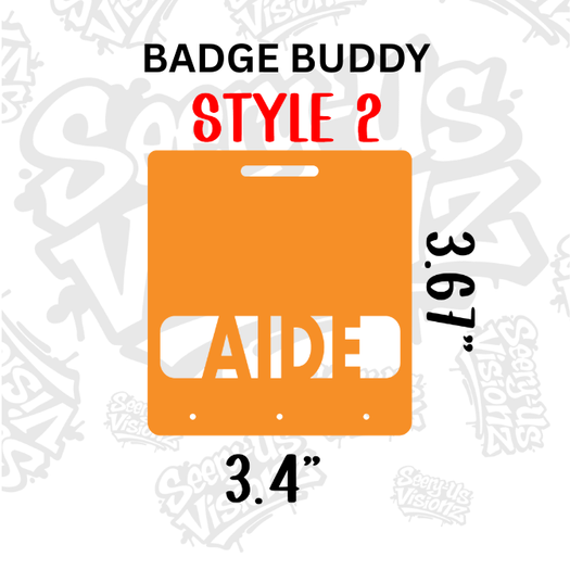 Horizontal Badge Buddy 2 w / Title & Pin Holes  (Acrylic 3.67" x 3.4") Choose Title
