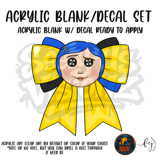 Button Girl Face Bow Acrylic & Decal Kit
