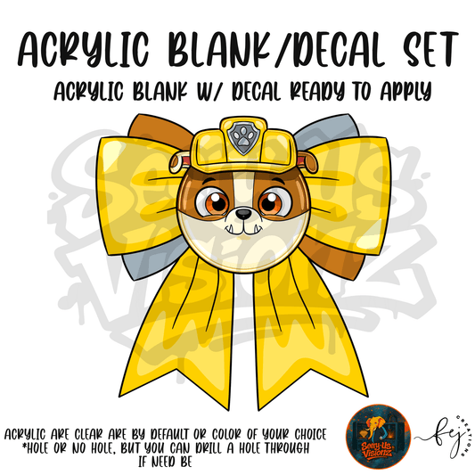 Builder Pup Bow Acrylic & Decal Kit