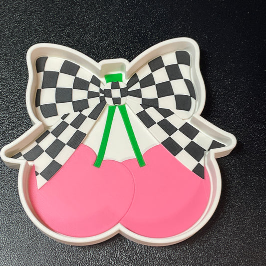 Checkered Cherry Trinket & Bead Tray 3D Printed