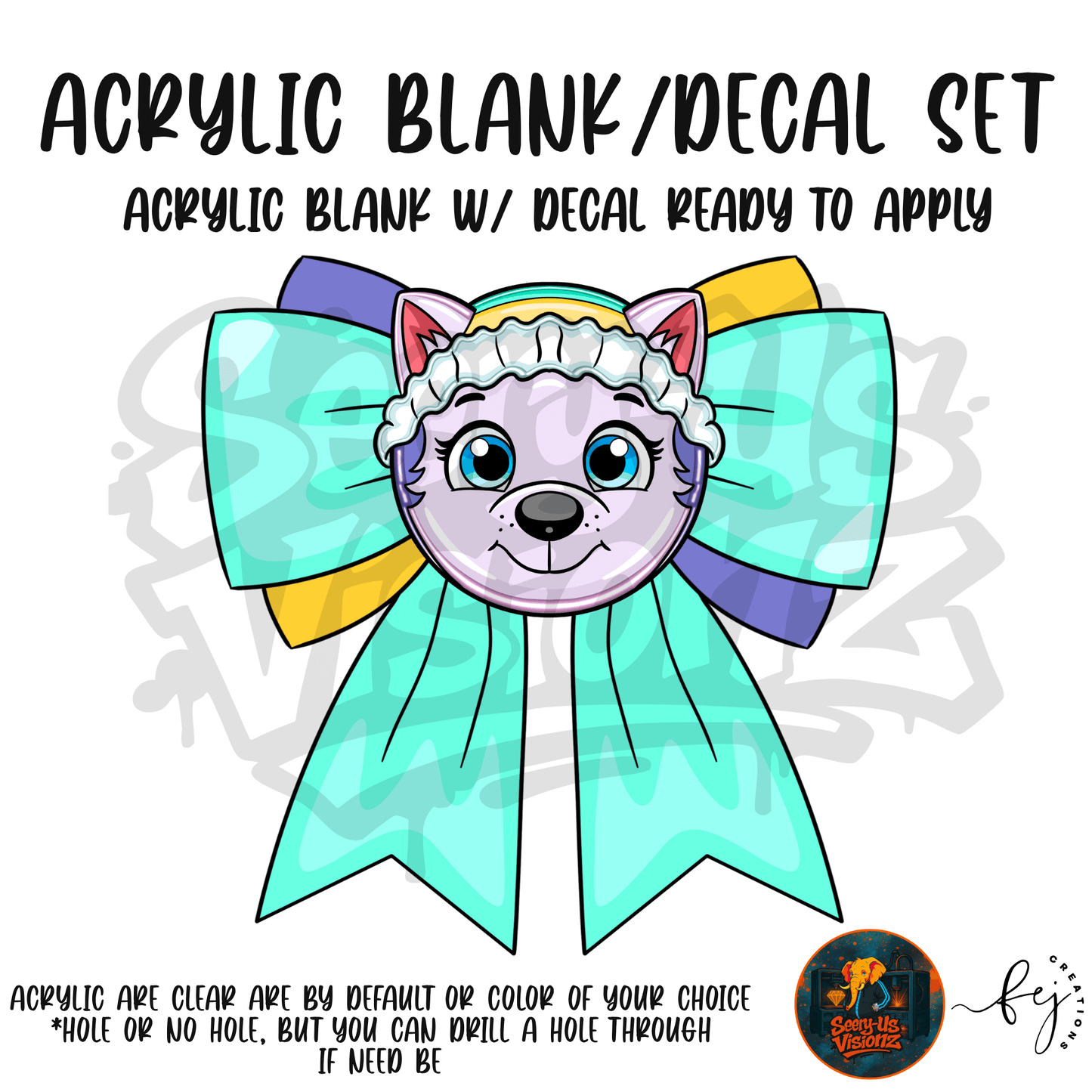 Snow Pup Bow Acrylic & Decal Kit