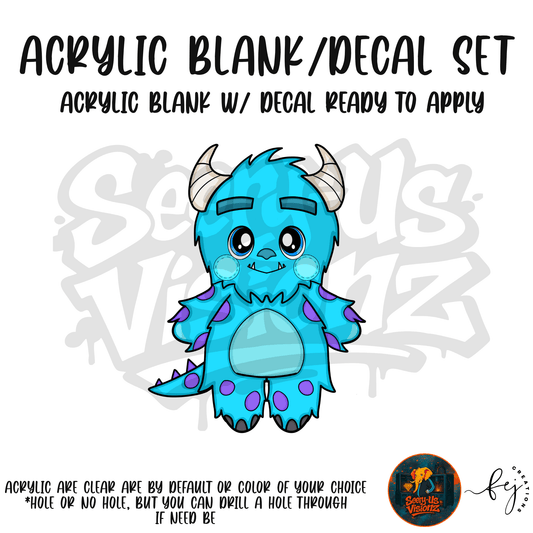 Blue Furry Monster Acrylic & Decal Kit