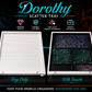 Dorothy Scatter Tray marketing graphic comparing the tray-only version to the tray with rhinestone-filled inserts, labeled premium quality, durable, and perfect for travel