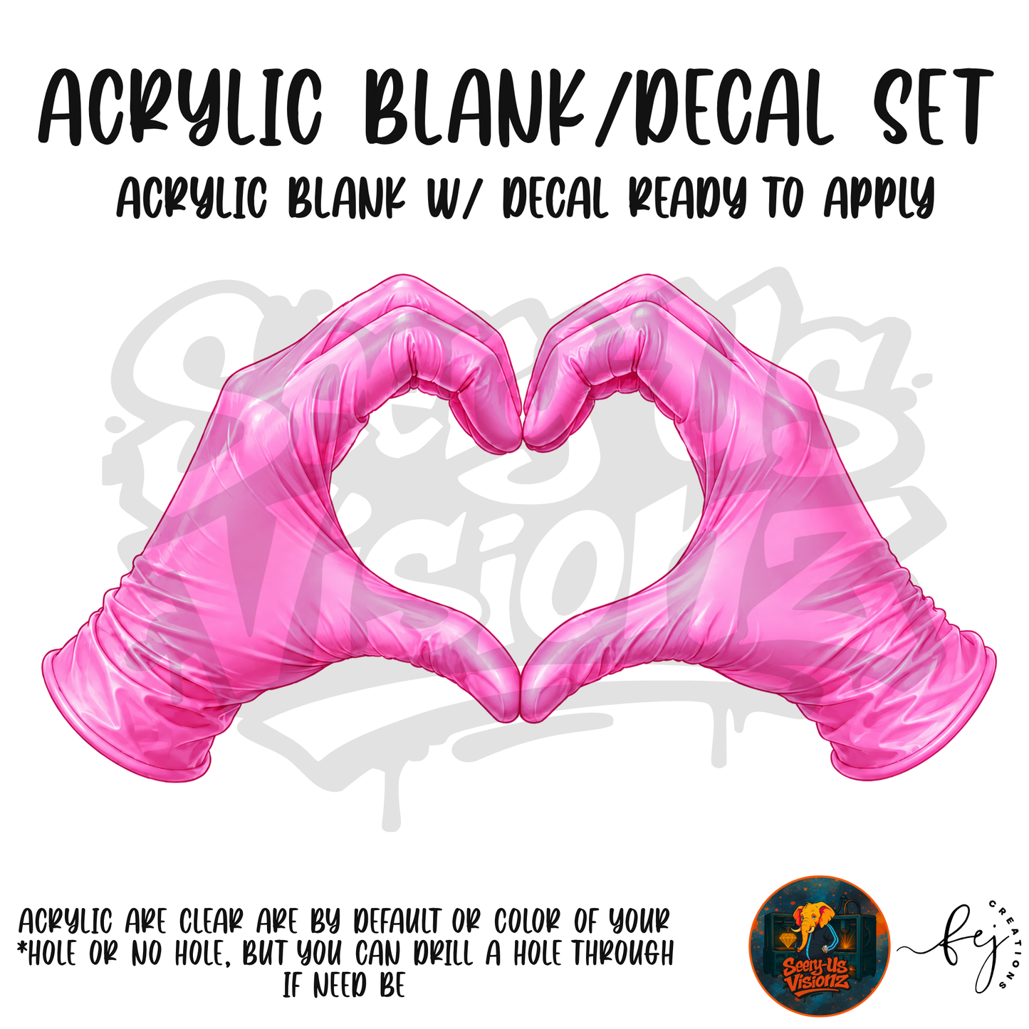 Medical Gloves Pink Acrylic & Decal Kit