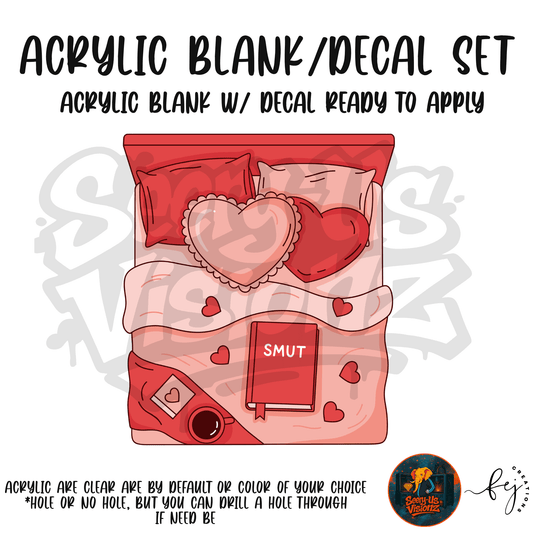 Bed Smut adult themed acrylic blank with hole for crafting, novelty and 21+ gifts
