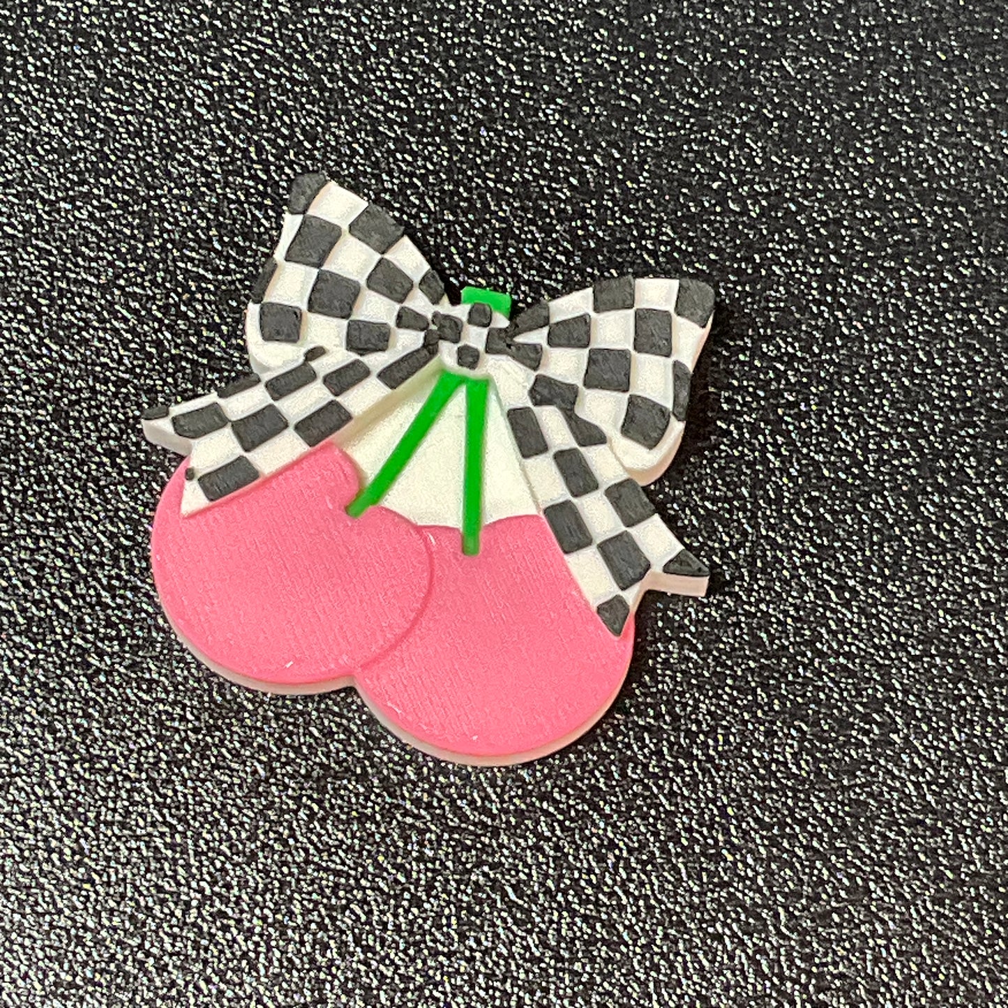 Checkered Cherry - Embellishment Flatback Charm