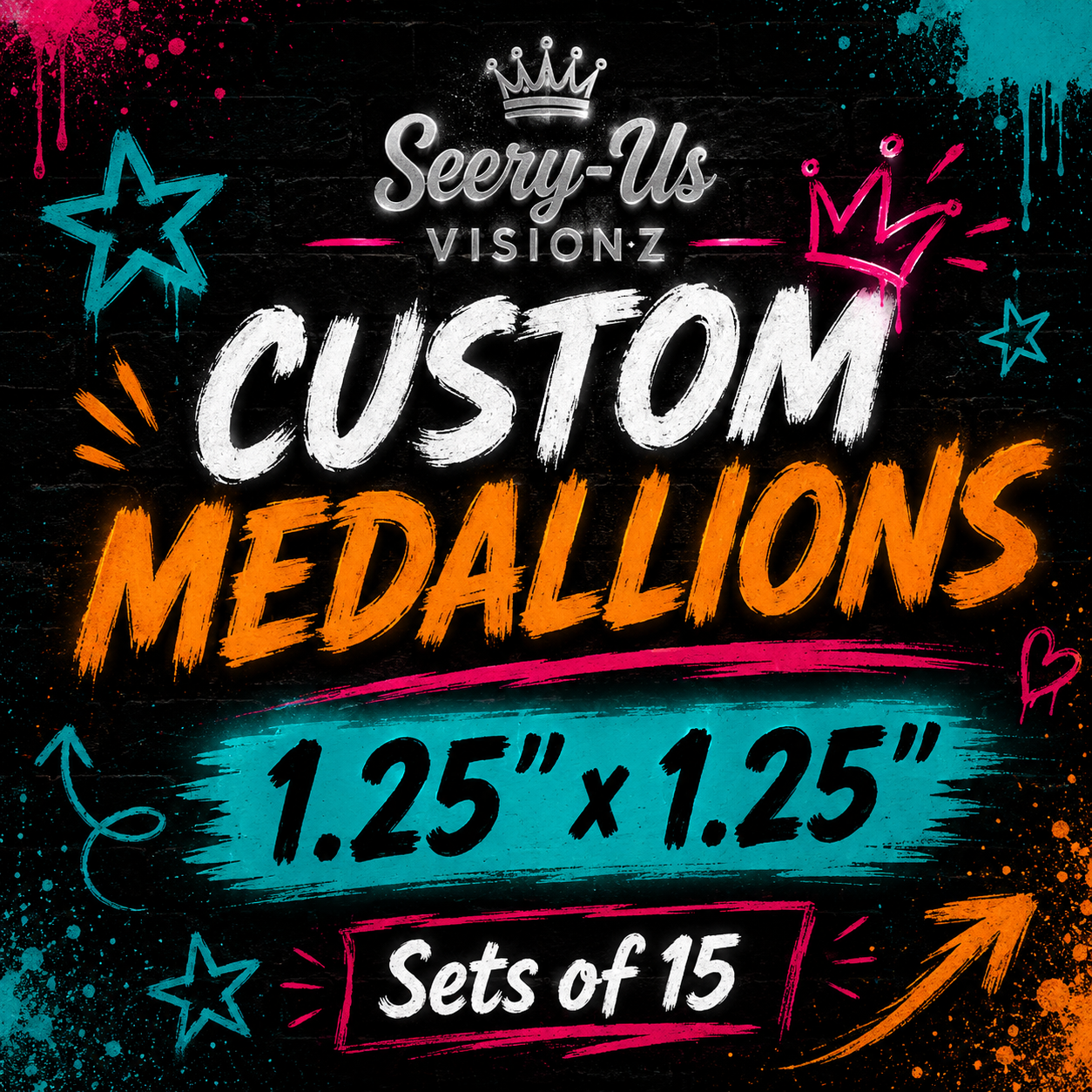Custom Laser Engraved Medallions 1.25" Set of 15