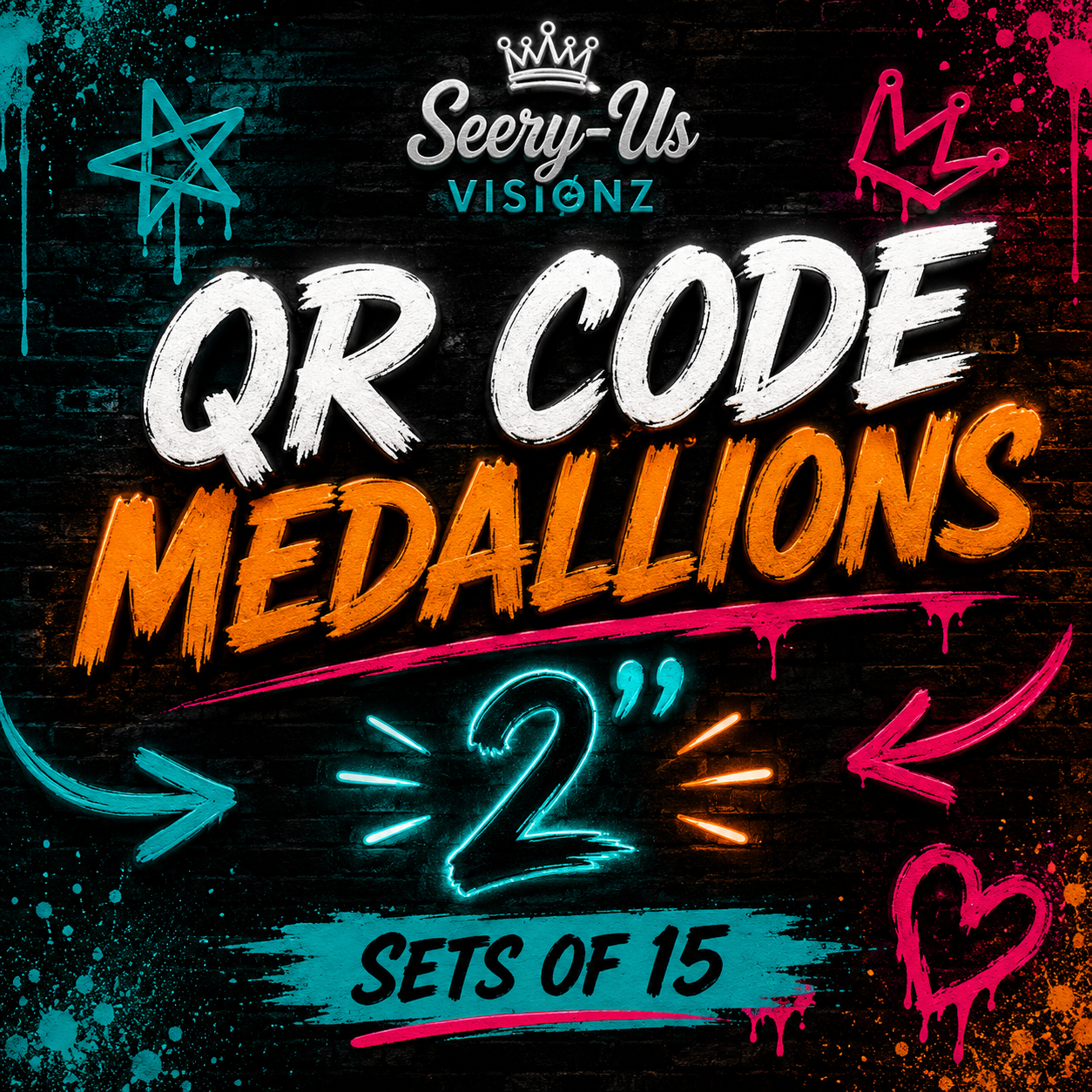 QR Code Branding Medallions 2" - Set of 15