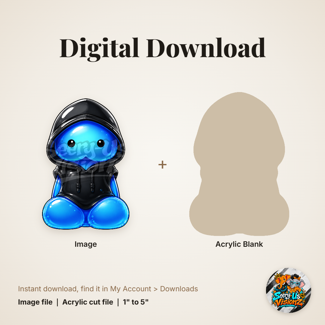 Blue Hoodie Jelly acrylic blank and digital download