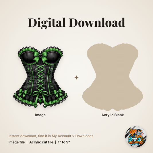 Green Lace Corset acrylic blank and digital download