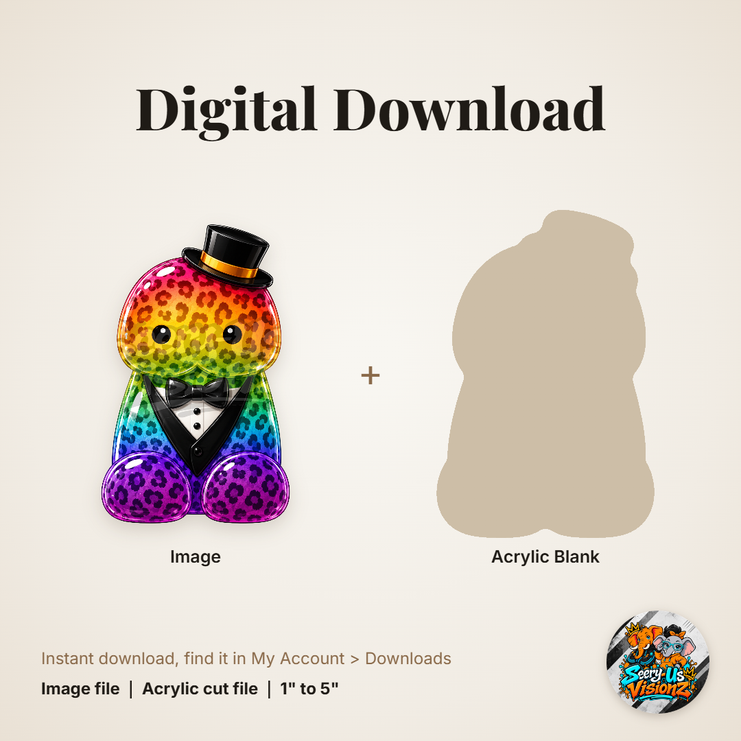 Rainbow Leopard Tuxedo Jelly acrylic blank and digital download